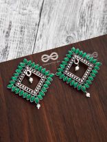 The Elegance Squared Studs (Emerald Green)- Embellished Oxidised Collection