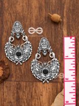 The Godly Artwork Danglers (Onyx Black) - Embellished Oxidised Collection