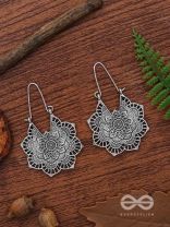 The Intricate Flower Danglers (Silver) - Oxidised Boho Earrings