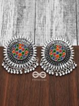 The Bohemian Chic - Meenakari Sun Studs - Oxidised Boho Collection
