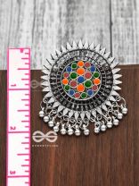 The Bohemian Chic - Meenakari Sun Studs - Oxidised Boho Collection