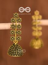 The Floral Branch Jhumkis (Golden) - Tiny Trinket Earrings
