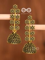 The Floral Branch Jhumkis (Golden) - Tiny Trinket Earrings