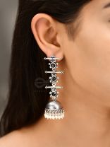 The Elegant Delight - Triple Layered Jhumkas (Onyx Black)