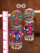 The Eye-Catching Statement Makers (Multicoloured) - Embellished Embroidered Jhumkas