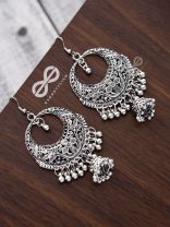 The Nature Motif Jhumkis - Oxidised Boho Earrings