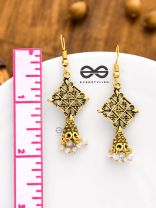 The Tiny Golden Square Artsy Jhumkis