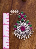 The Woman of Wonder - Embellished Oxidised Earrings (Ruby Emerald)