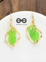 The Petals in a Twist (Neon Green) - Golden Casual Danglers