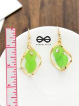 The Petals in a Twist (Neon Green) - Golden Casual Danglers
