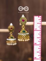 The Golden Intricate Delight - Embellished Oxidised Earrings