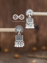 The Fanning Peacock Cylindrical Jhumkis - Tiny Trinket Collection