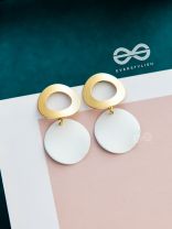 The Geometric Glam Earrings - Golden White