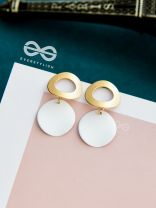 The Geometric Glam Earrings - Golden White