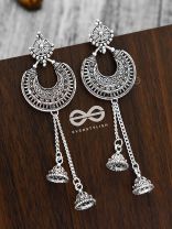 The Double Dangling Motif Moon Jhumkis