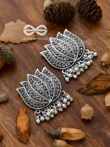 The Intricate Lively Lotus - Oxidised Boho Earrings