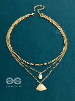 The Elegant Curves  - Golden Triple Layered Statement Neckpiece