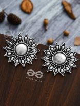 The Bohemian Sun Studs - Oxidised Boho Earrings
