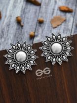 The Bohemian Sun Studs - Oxidised Boho Earrings
