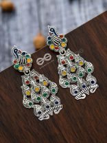 The Playful Peacocks - Colourful Enamelled Earrings