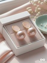 The Mesmerisingly Chic Statement Makers- Enamelled Pearl Earrings (Blush Pink)