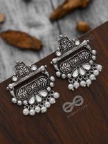The Boho chic Intricate Embellished statement earrings (Fluid White)