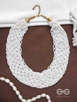 The Beauteous Braided Criss-Cross Beaded Necklace (White)