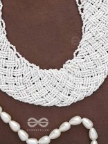 The Beauteous Braided Criss-Cross Beaded Necklace (White)