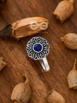 The Embellished Whirlwind - Oxidised Non-pierced Nosering (Navy blue)