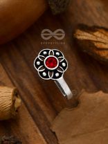 The Flower of Ikigai- Oxidised Non-pierced Nosering(Crimson)