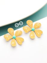 The Delightful Daisies - Statement Enamelled Earrings (Royal Yellow) 