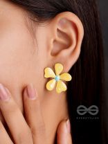 The Delightful Daisies - Statement Enamelled Earrings (Royal Yellow) 