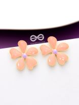 The Delightful Daisies - Statement Enamelled Earrings (Coral Pink) 