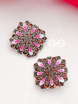 The Alluring Motifs - Statement Meenakari Studs (Burgundy)