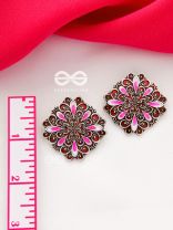 The Alluring Motifs - Statement Meenakari Studs (Burgundy)
