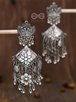 The Peacock Artwork Oxidised Square Statement Jhumkas