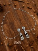 A Divine Allure - Oxidised Silver Earrings with hair Attachement