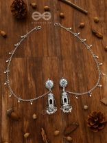 A Divine Allure - Oxidised Silver Earrings with hair Attachement