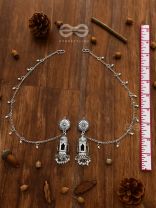 A Divine Allure - Oxidised Silver Earrings with hair Attachement