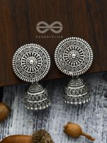 The Shield of Motifs -  Oxidised Boho Jhumki