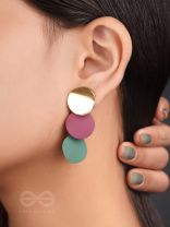 The Triple Layered Colourblock Geometry - Statement Dangler Earrings