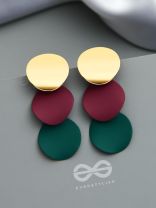 The Triple Layered Colourblock Geometry - Statement Dangler Earrings