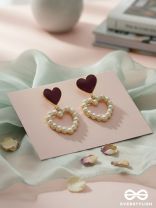 I'm all Heart - Statement Pearl Enamelled Earrings