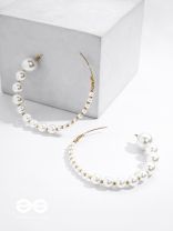 The Crescent Moon Pearls - Statement Hoops