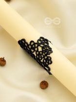 The Alluring floral adjustable ring- Coal Black
