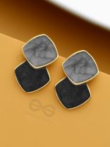 A Classy delight - Statement Enamelled Earrings ( grey -black)
