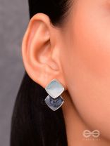 A Classy delight - Statement Enamelled Earrings ( grey -black)