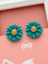 BLOOMING BLOSSOMS - Statement Stud Earrings (Teal)