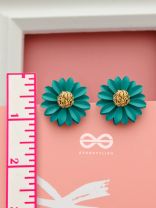 BLOOMING BLOSSOMS - Statement Stud Earrings (Teal)