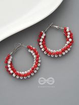 The Beaded Twists - Statement Hoops (Coral - Rose)